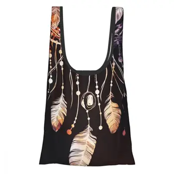 

Folding Eco-friendly Shopping Bag Grocery with Handle Watercolour Dreamcatchers Shoulder-Bag Fruit Vegetable Reusable Tote Bag