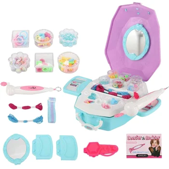 

13pcs Children DIY Jewelry Making Kit Pretend Play Makeup Set Pretend Play Toys Kids Birthday Gift Box For Girl Toys - Beads Box