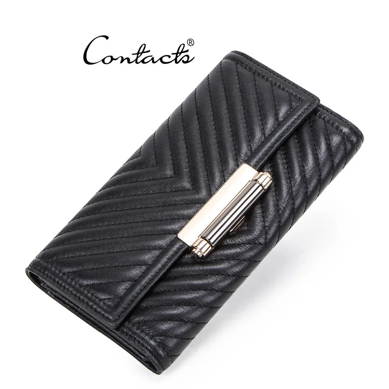 

Black Angel New Leather Embroidered Women's Wallet Multi-functional Long Three Fold And Hand In Hand