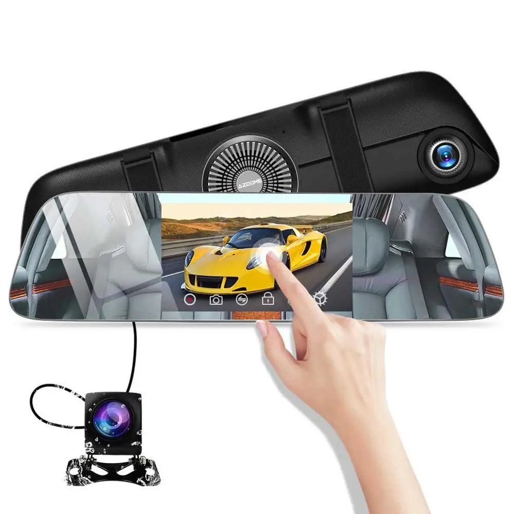 

AZDOME Pg01 Night Vision Mirror Dash Cam Dual Lens 1080P 720P Camera Recorder 5.5 "Ips Touch Screen Car Rear View Camera Dvr