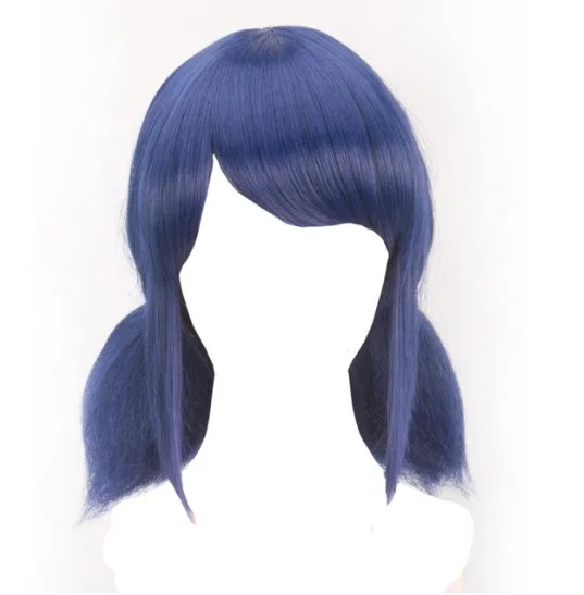 

Ladybug Cosplay Wigs Dark Blue Double Ponytails Straight Cosplay Wig Halloween Heat Resistant Synthetic Hair