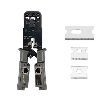 

2 In 1 Network Cable Crimper Tool Pliers Tester LAN Ethernet RJ45 12/11 Crimping Pliers with Wire Stripper Blade Removable Netwo