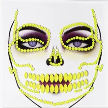 Fake Tattoo Skull Makeup Inspired Party Face Jewelry Gem Sticker Body Paint Decor for Christmas Present Holiday Gift