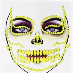 Fake Tattoo Skull Makeup Inspired Party Face Jewelry Gem Sticker Body Paint Decor for Christmas Present Holiday Gift