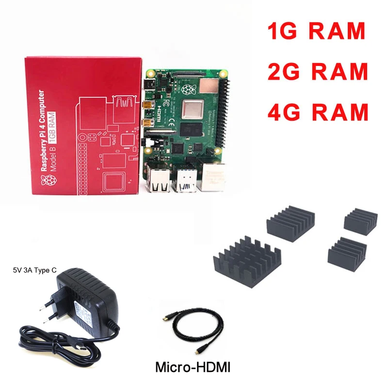 Макетная плата Raspberry Pi 4B Bluetooth 5 0 двойной HDMI двойная частота 5Gwifi/4K + чехол 5V3A