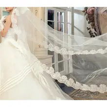 Женская свадебная вуаль 3M длинная вышитая Цветочная кружевная зубчатая кромка для невесты 1 слой
