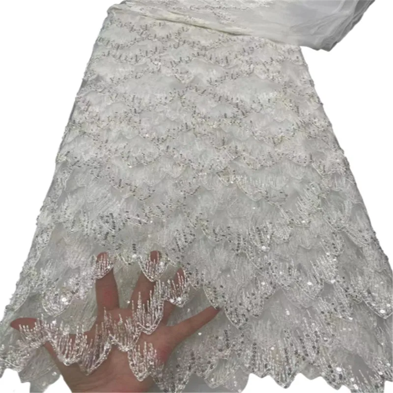 

Nigerian Lace Fabric 2021 Embroidery French Sequins Velvet Lace for Party High Quality African Swiss Voile Lace in Switzerland