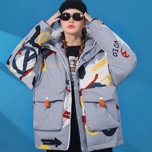 

Graffiti Parkas Women Korean Fashion Style Thick Warm Loose Streetwear Clothes Winter Coat Women Oversized Jacket Woman Parkas