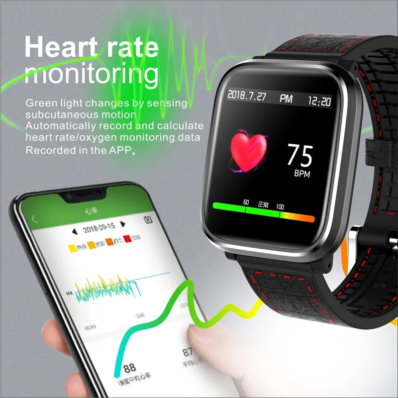 Q58 3D Dynamic Smart Watch UI Blood Pressure Heart Rate Monitor Sport Fitness Tracker Smart Health Wearable Device Smartwatch