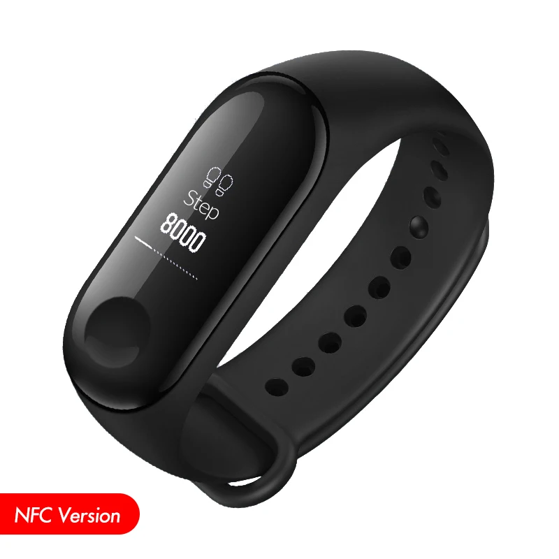 Xiaomi mi Band 3 Смарт-Браслет фитнес-браслет mi Band Band3 0,7" Дисплей сообщений OLED частота сердечных сокращений Smartband - Цвет: NFC Version