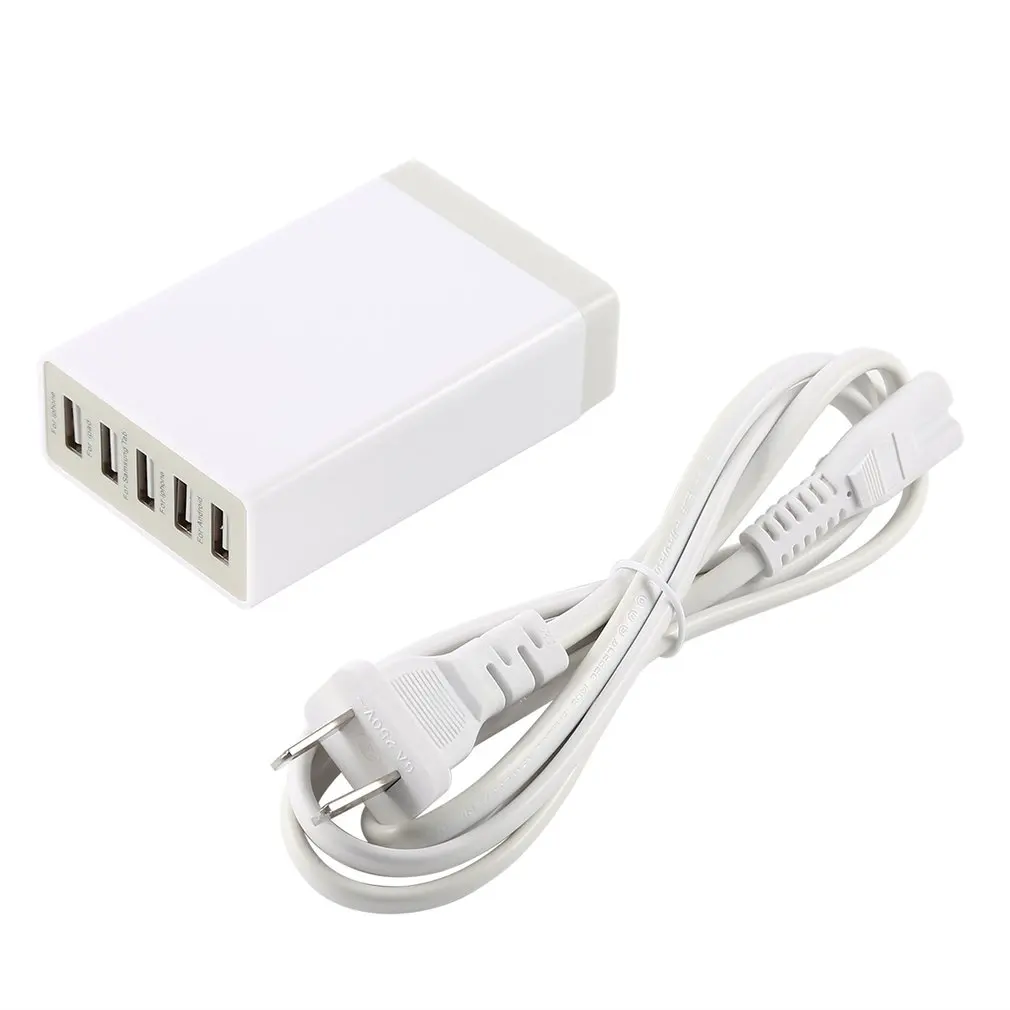 

5V 8A 5 Ports USB Charger with Data Cable High Speed Phone Charger Wall Adapter Charging for Smartphone Charge Socket US Plug
