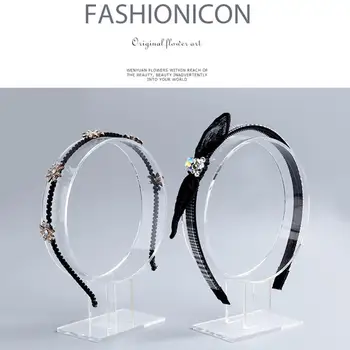 

2 PCS Display Stand Black Transparent Acrylic Headband Holder Hair Band Headgear Display Standard Holder Household Storage Produ