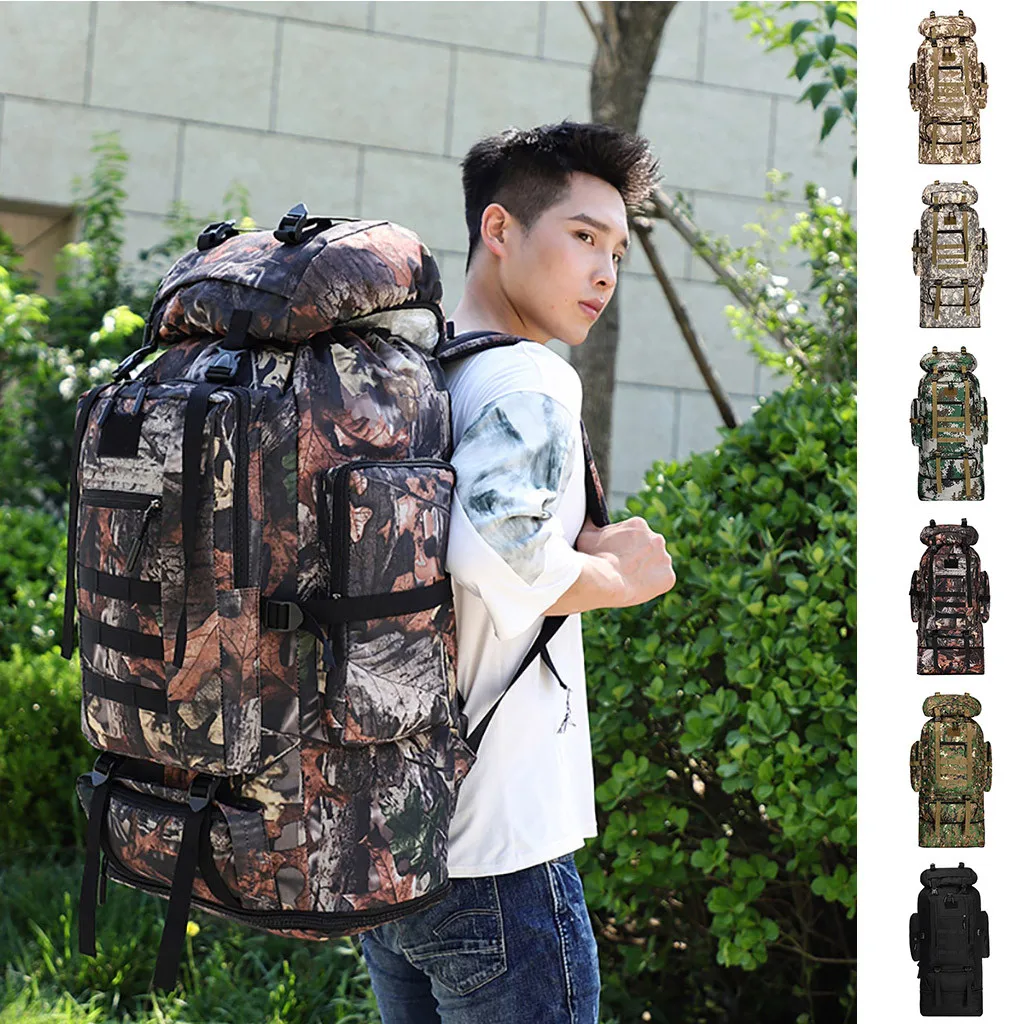 

New Waterproof Nylon Backpack Large Capacity 100L Backpack Camouflage Outdoor Bag Travel Mountaineering Bag Teenage Mochilas