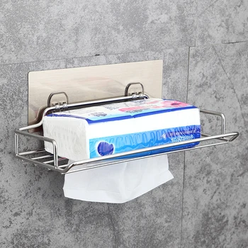 

1pcs Reusable Stainless Steel Wall-mounted Tissue Holder Multifunction Roll Paper Storage Rack For Bathroom Towel Rack