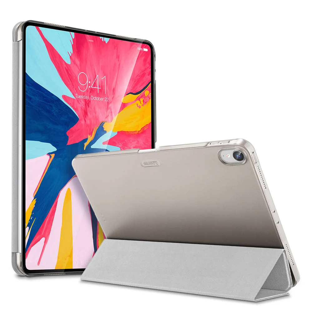 Gray Чехол ESR для iPad Pro 11, чехол Yippee, цветной, из искусственной кожи, прозрачный, ультра тонкий светильник, утягивающий, умный чехол - Цвет: Gray