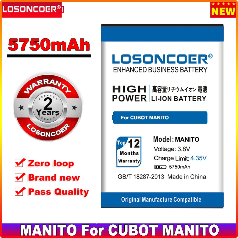 

LOSONCOER 5750mAh For CUBOT MANITO Mobile Phone Battery Batteries