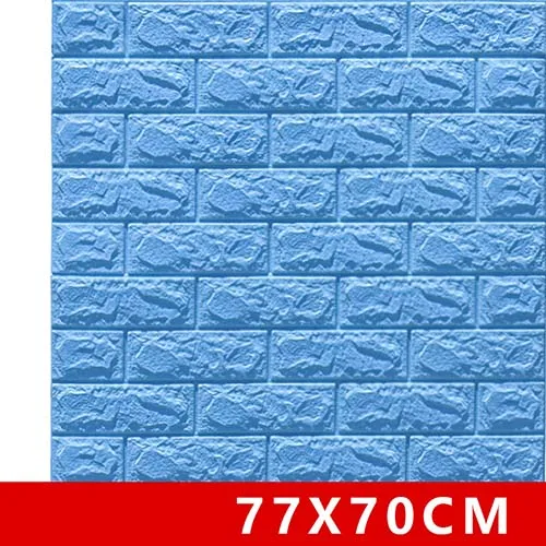 Blue 3D наклейки на кирпичную стену, водостойкие наклейки для гостиной, спальни, DIY, самоклеющиеся обои, искусство 70*77*0,5 см, настенные наклейки для дома - Цвет: Blue