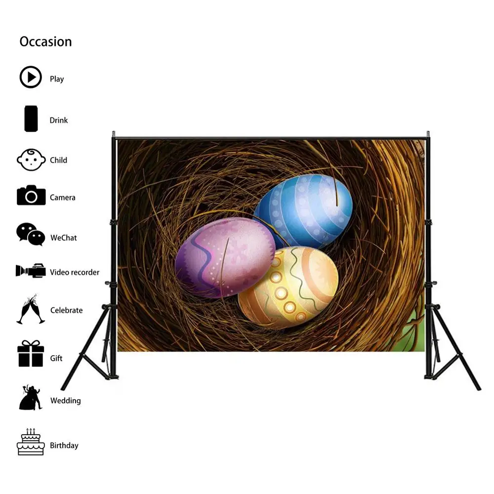 

Happy Easter Photography Backdrop Vinyl Spray Non-woven Party Background Wall Easter Sunday Theme Photo Studio