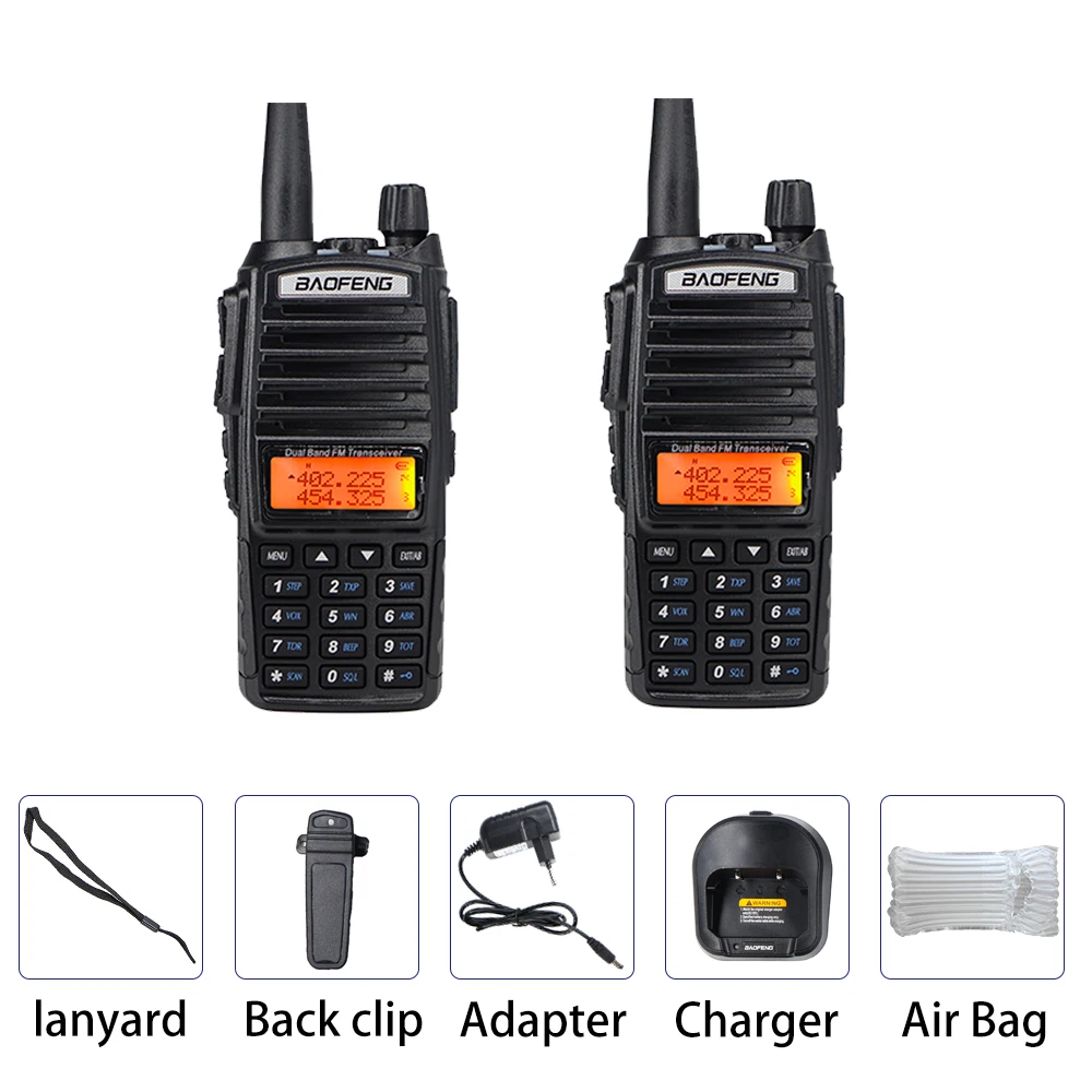 2pcs with air 10 км Baofeng Двухдиапазонная рация UV-82 fm-трансивер портативный CB Ham Радио 8 Вт 2800 мАч супер проникновения UV 82 двухстороннее радио - Цвет: 2pcs with air