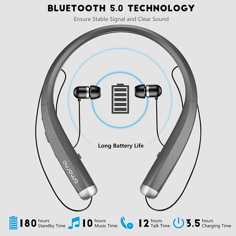 Amorno, беспроводные наушники, голосовое управление, Bluetooth, 4,1, шумоподавление, спортивные наушники, гарнитура, наушники с микрофоном