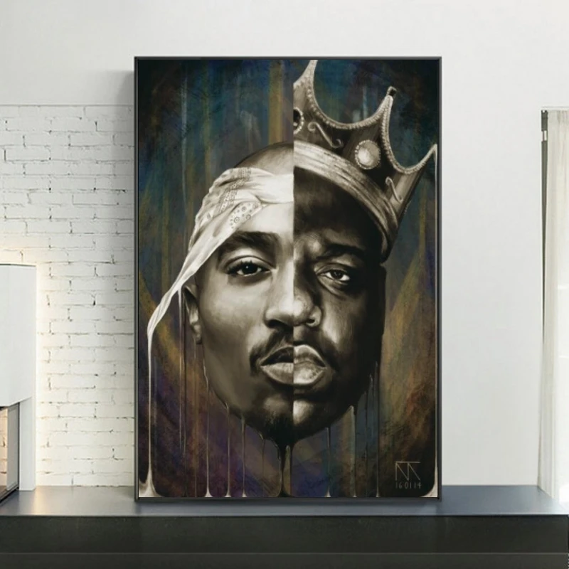 Раппер звезда Холст Плакаты портрет 2PAC Тупак и Biggie стены искусства холст настенные картины картинки