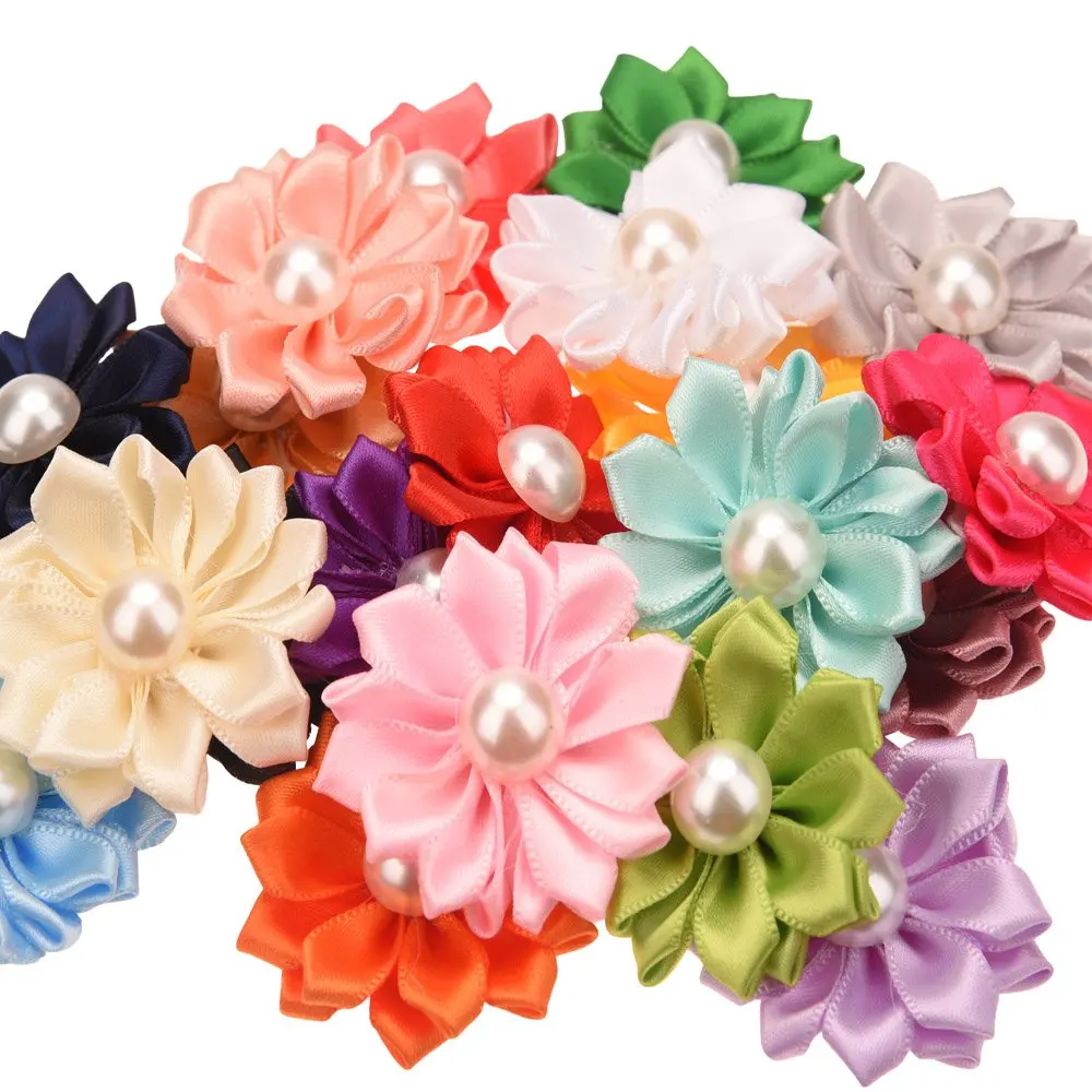 

20PCS 1.6inch Pearl Flowers for Headband Boutique Hair Flower Baby Girls Hair Accessories DIY Unicorn Hair bows Barrettes