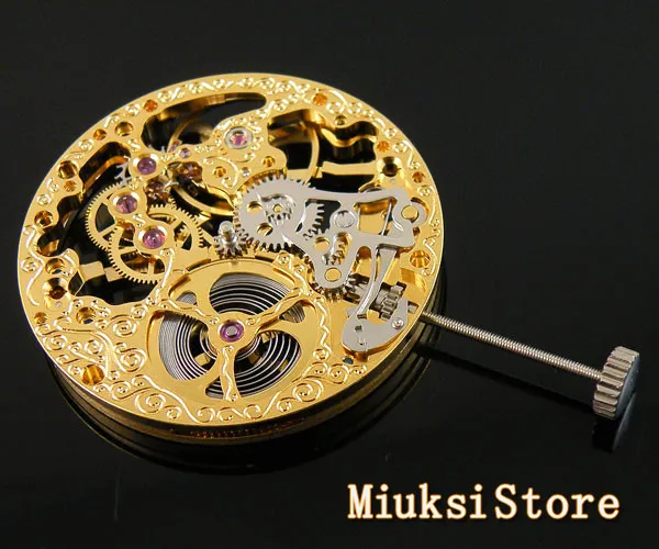 17 Jewels Золото Полный Скелет Рука обмотки Азиатский механизм аксессуары для часов - Цвет: gold