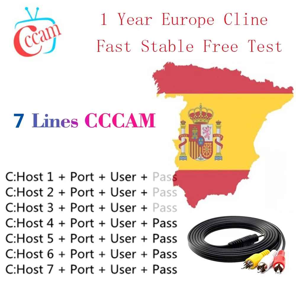 

HD 1 Year 7 lines Cccam Server For DVB-S2/S Satellite Receiver Europa Channel Support Spain Germany Italy French IKS TV Box