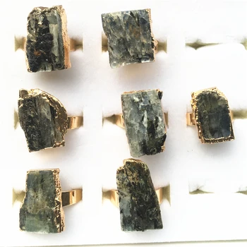 

February Birthstone Open Adjustable Ring Natural Gray Crystal Ring Raw Mineral Ore Crystal Quartz Stone Jewelry Engagement Ring
