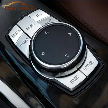 

7pcs Multi-media Button Sticker Set Silver ABS Car Buttons Cover Auto Protecting Decoration Accessories For BMW 5/5GT/X3/6/7