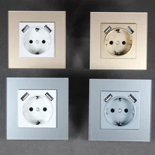 Настенная розетка USB зарядное устройство двойной USB Порты и разъёмы 5V 2A Usb enchufes para сравнению приз высокое качество серебряные акрилового LLDS-02