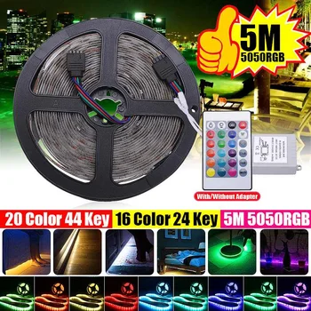 

5m 300 LED Strip Light RGB Waterproof SMD 5050 2835 DC12V RGB String Diode Flexible Ribbon With 24/44 Keys With Remote Contoller