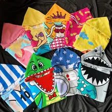 Children's Beach Towel Cartoon Printed Hooded Bath Towel Microfiber Printed Pattern Cloak Children's Hooded Bath Towel