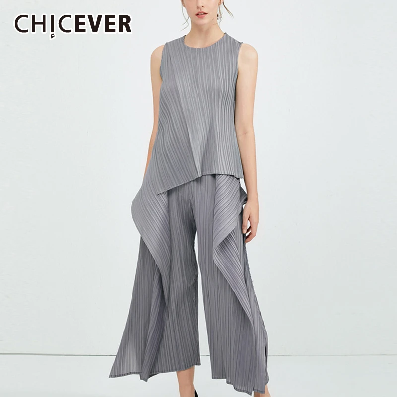 Женский комплект из двух предметов CHICEVER Асимметричная рубашка с рюшами и