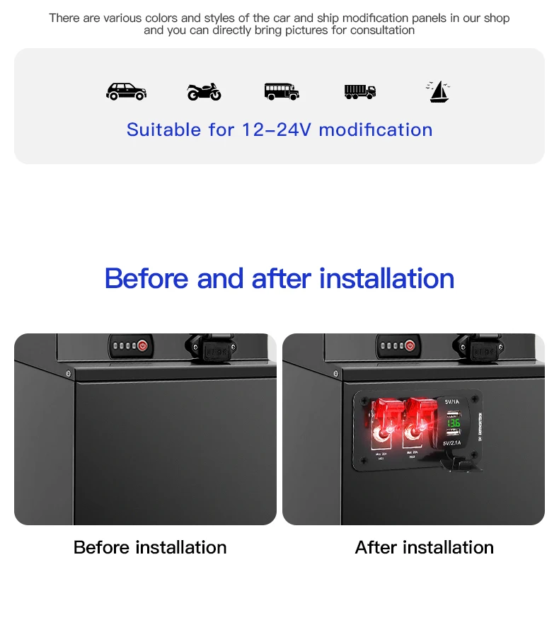 Red LED Backlit 2-Gang Toggle Switch Panel With 2 USB Ports For 12V Car, Boat, RV, Truck - 5 Year Warranty