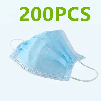 

200PCS / Bag Disposable Non-Woven Protective Mask Three Layer Filter