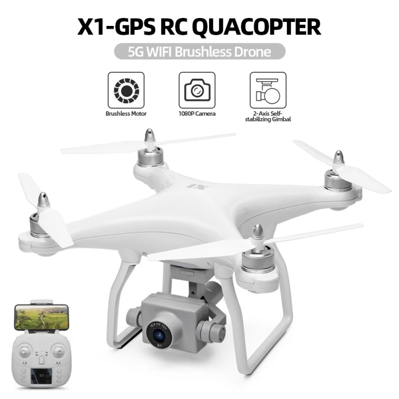HD Picture/Vedio Transmission GPS Smart Follow Me WIFI FPV Drone 5G 1080P 500M 2-Axis Gimbal Out Of Control Return RC Quadcopter