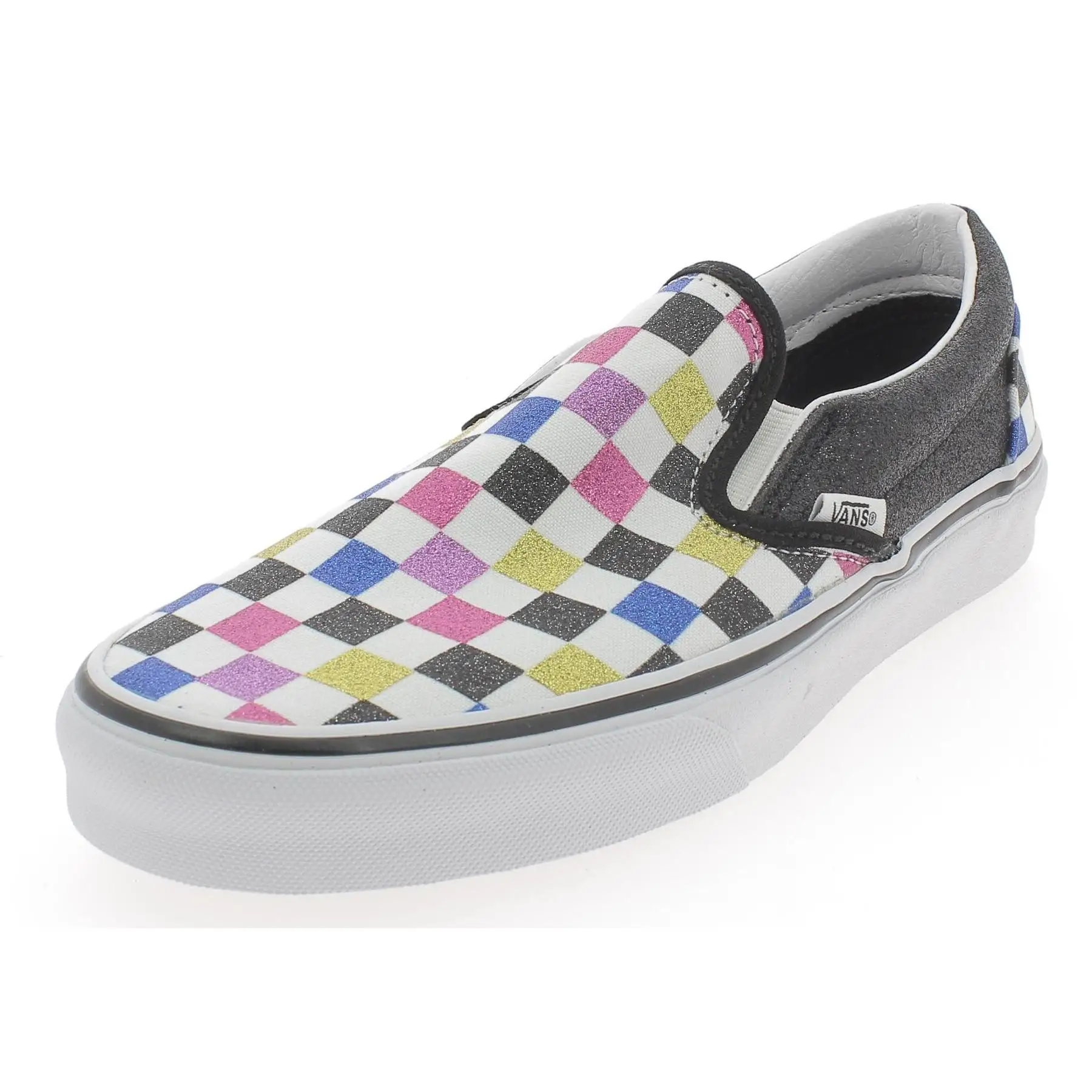 glitter slip on stacked vans