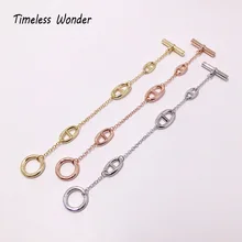 Timeless Wonder, латунный браслет со Свинкой в носу и цепочкой, женский ювелирный браслет в стиле панк, топ в готическом стиле, дизайнерский бренд Boho, розовое золото, серебро, 2521