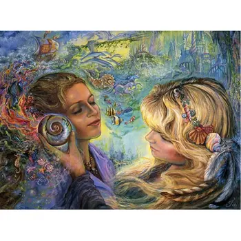 

Diy 5d diamond painting pattern full square diamond cross stitch needlework mosaic diamond embroidery Fantasy Conch Girl picture