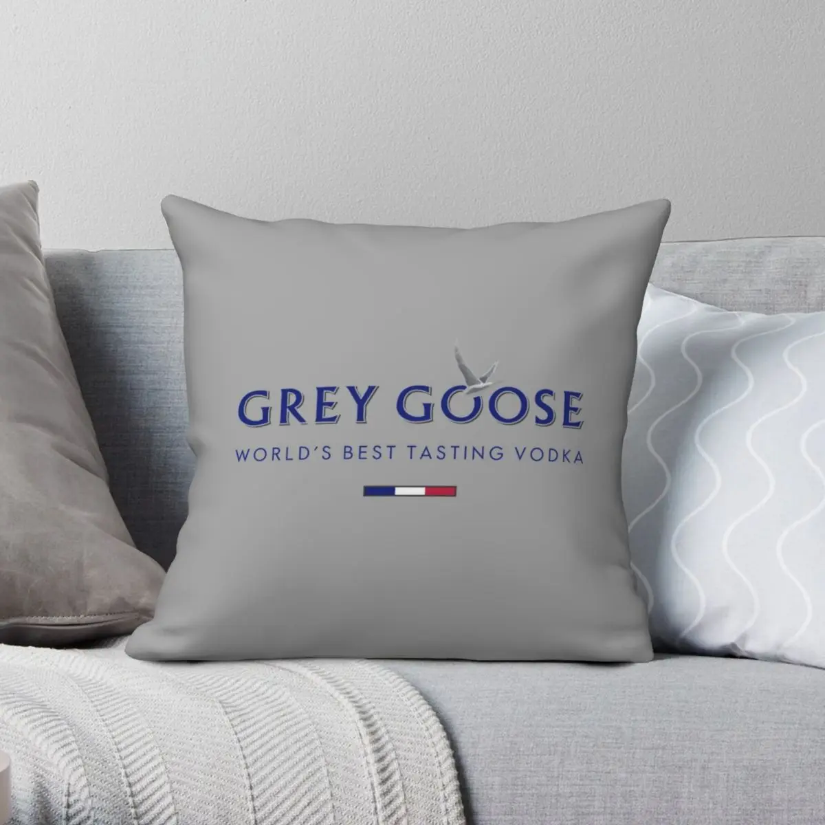 

Grey Goose Square Pillowcase Polyester Linen Velvet Creative Zip Decor Sofa Cushion Cover