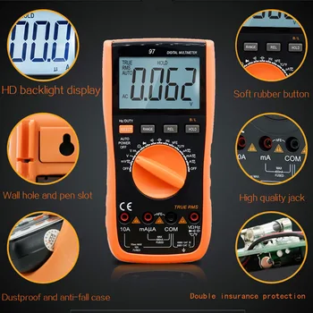 

Digital Multimeter Auto Range True RMS Max Display 3999 Counts Anti-burnout Ammeter Clear LCD CLH@8