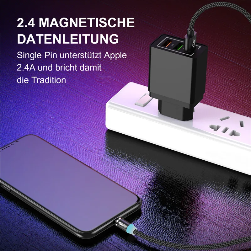 GTWIN Магнитный кабель Micro USB Type C зарядное устройство для iPhone Samsung Xiaomi 3M usb быстрой