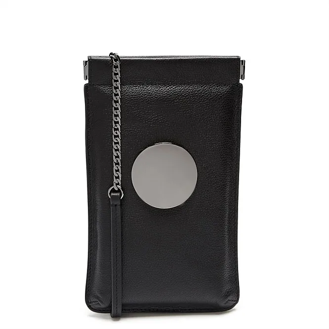 

BLACK COLOR ROSEGOLD ROUND WAVER SURFACE BADGE AND BLACK GUNMETAL WAVER LOGO TECH SLING HIP BAG CUTE POUCH BAG FOR PHONE N CARDS