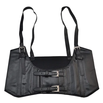 

Adult PU Elastic Solid Corset Vest Vintage Chest Suspenders Women Belt Buckle Waistcoat Magic Sticker Harness Wide Cincher