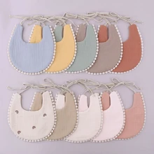 Bavoir en coton à imprimé Double face pour bébé, serviette de couleur unie, tissu absorbant pour nouveau né, 1 pièce 