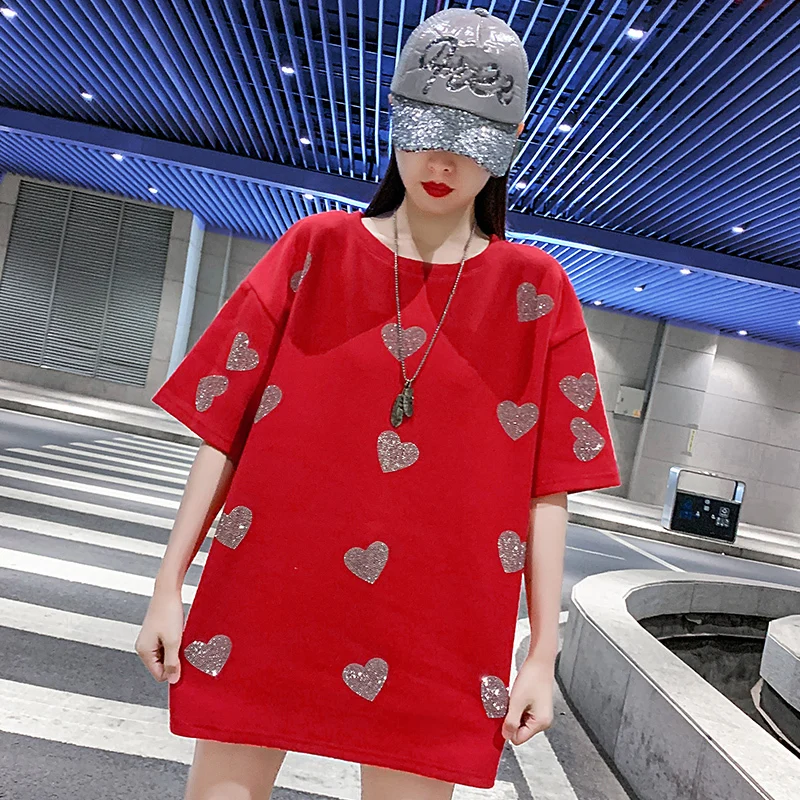 Red Love Heart Shirt Tshirt Red Heart Red Loose Tees Women Red Heart Tee Shirt 4xl