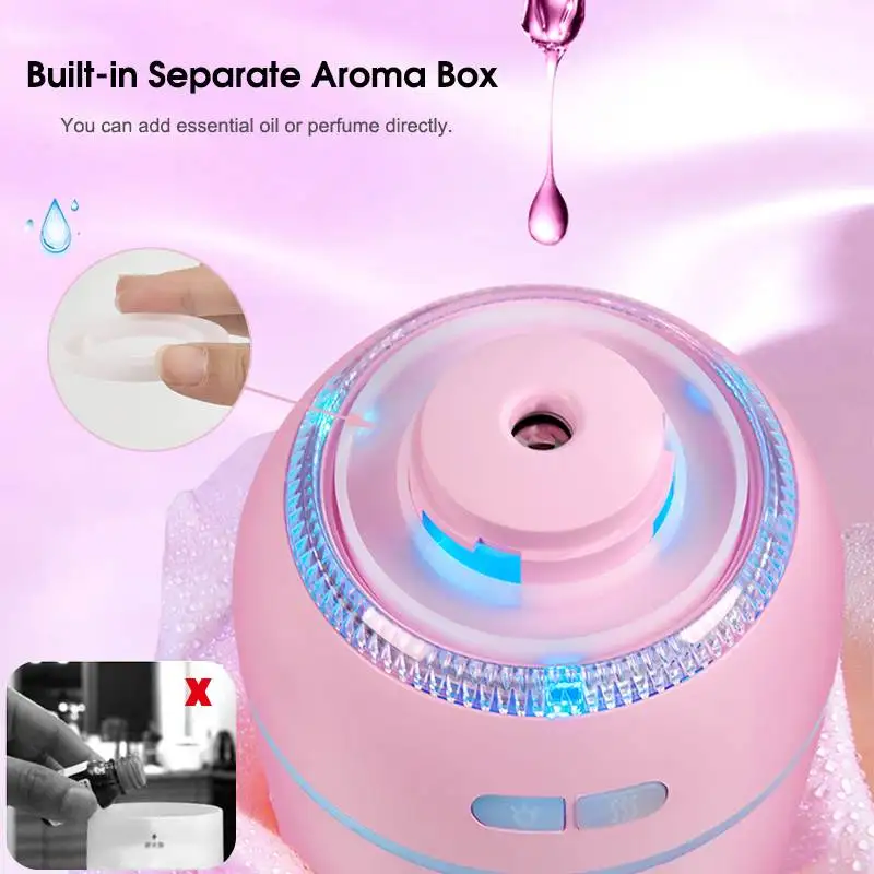 300ML Air Humidifier Portable Ultrasonic Essential Oil Diffuser Purifier Car Air Freshener with 7 Color Breathing Light