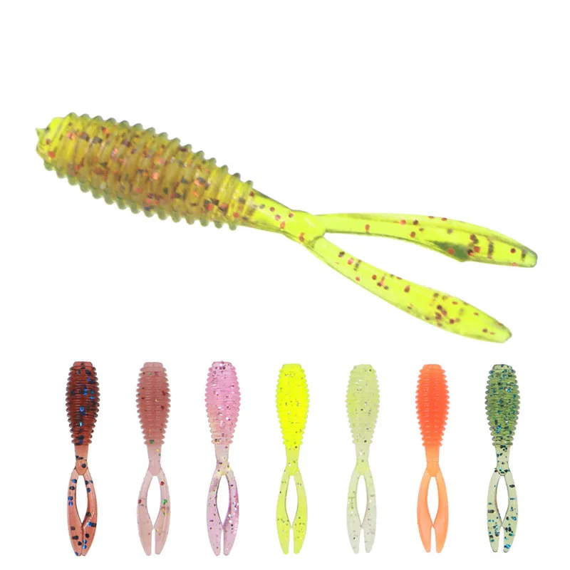 10 teile/los Twin Tail Weichen Köder Angeln Locken 35mm 0,4g Ajing Rockfish Jig Swimbait Wurm Hecht locken köder Wobbler Silikon Wurm