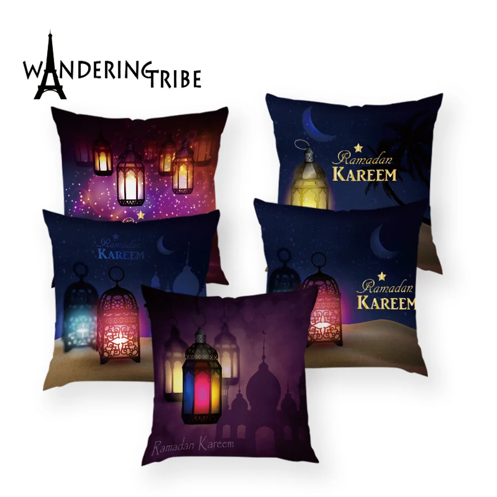 

45x45cm Muslim Ramadan Decoration Classic Lantern Moon for Home Sofa Bed Car Throw Pillow Cover Eid Mubarak Decor Kinderfeestje